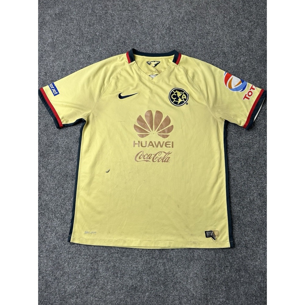 Mens Soccer Nike Club America Yellow Jersey Dri Fit Corona Banamex, Size M